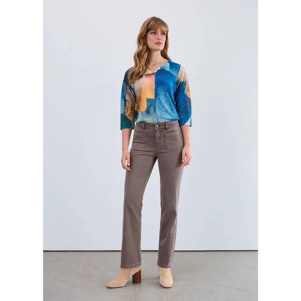 NEW FDJ christina straight leg denim pants in taupe